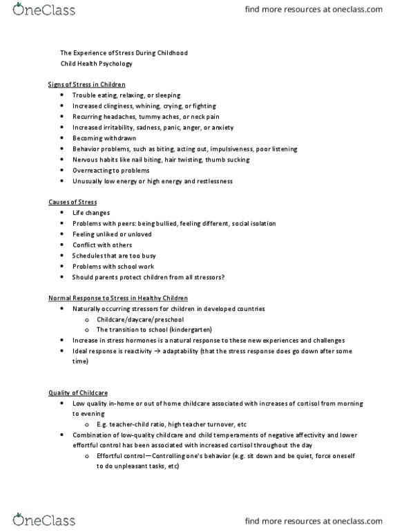 PSY BEH 138H Lecture Notes - Lecture 5: Allostatic Load, Psychopathology, Child Abuse thumbnail