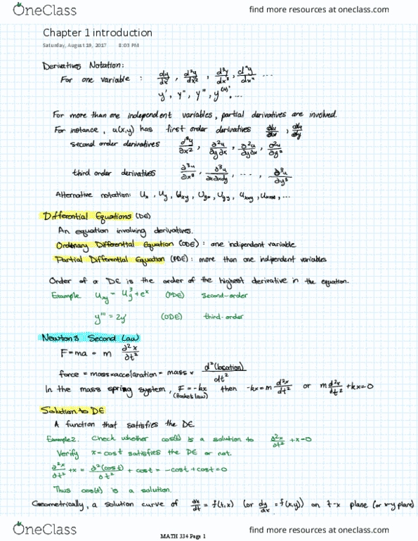 MATH334 Lecture 1: Chapter 1 Introduction thumbnail