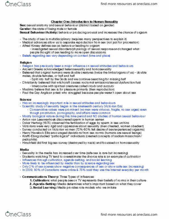 Psychology 2075 Chapter Notes - Chapter 1: Estrous Cycle, Premarital Sex, Ethnocentrism thumbnail