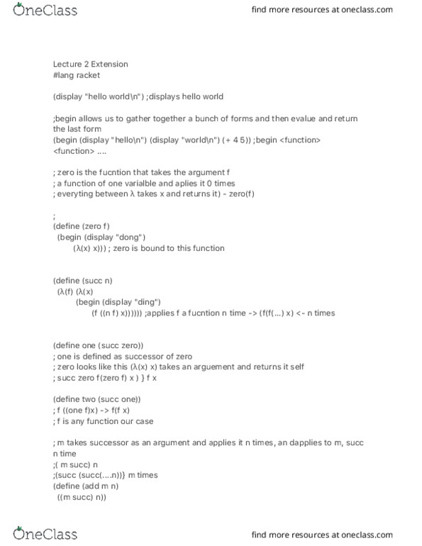 CSC324H5 Lecture Notes - Lecture 2: Lazy Evaluation, Eager Evaluation thumbnail