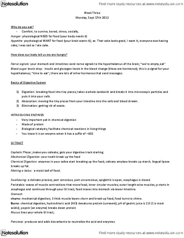 NUTR 1010 Lecture Notes - Esophagus, Gastroesophageal Reflux Disease, Gastric Acid thumbnail