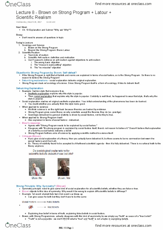 PHL 552 Lecture Notes - Lecture 8: Subatomic Particle, Underdetermination, Instrumentalism thumbnail