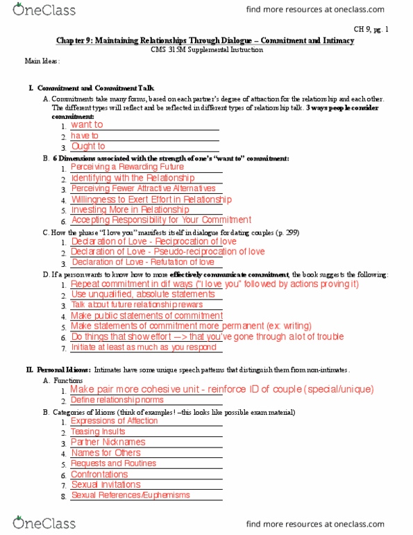 CMS 315M Chapter Notes - Chapter 9: Foreplay thumbnail