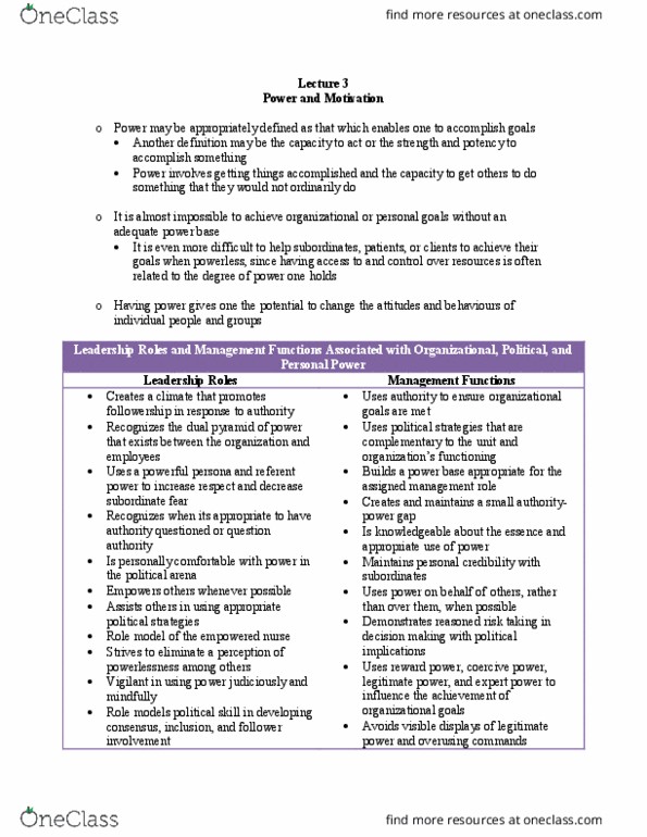 NURS 3113 Lecture Notes - Lecture 4: Hard Disk Drive Performance Characteristics, Theory X And Theory Y, Employee Retention thumbnail