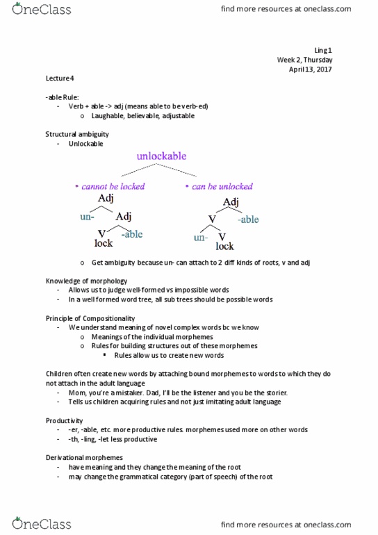 LING 132 Lecture Notes - Lecture 4: Infix, Syntactic Category, Frenemy thumbnail