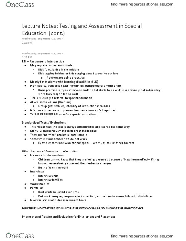 EDUC230 Lecture Notes - Lecture 5: Traumatic Brain Injury, Standardized Test thumbnail