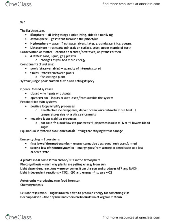 GEOL 0860 Lecture Notes - Lecture 2: Cellular Respiration, Blood Sugar, Photosynthesis thumbnail