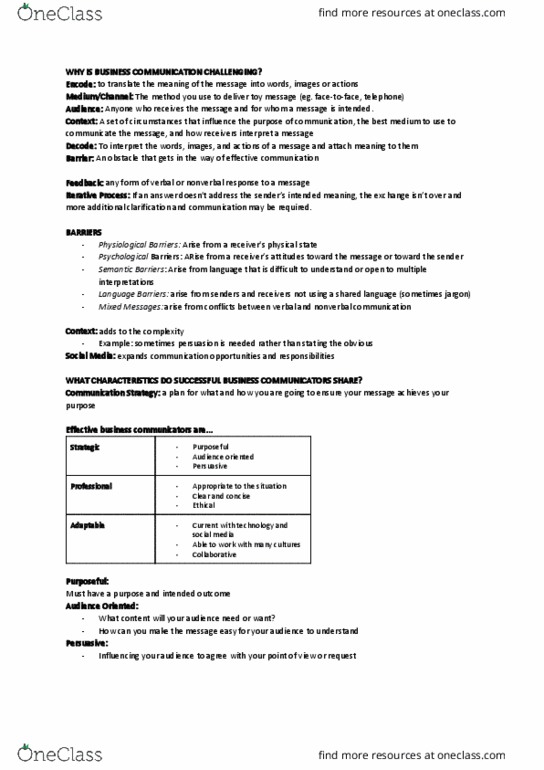 MCS 2000 Chapter Notes - Chapter 1: Nonverbal Communication, Jargon thumbnail