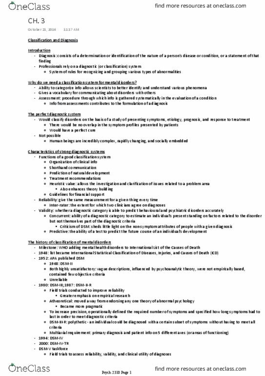 Psychology 2310A/B Chapter Notes - Chapter 3: Agoraphobia, Encopresis, Sampling Bias thumbnail