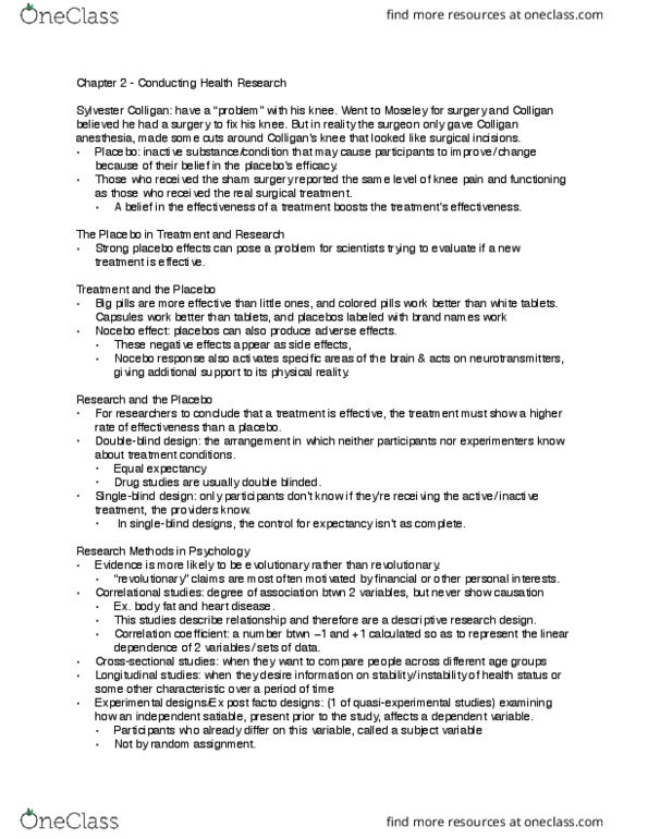 PSY 325 Chapter Notes - Chapter 2: Clinical Trial, Statistical Hypothesis Testing, Relative Risk thumbnail