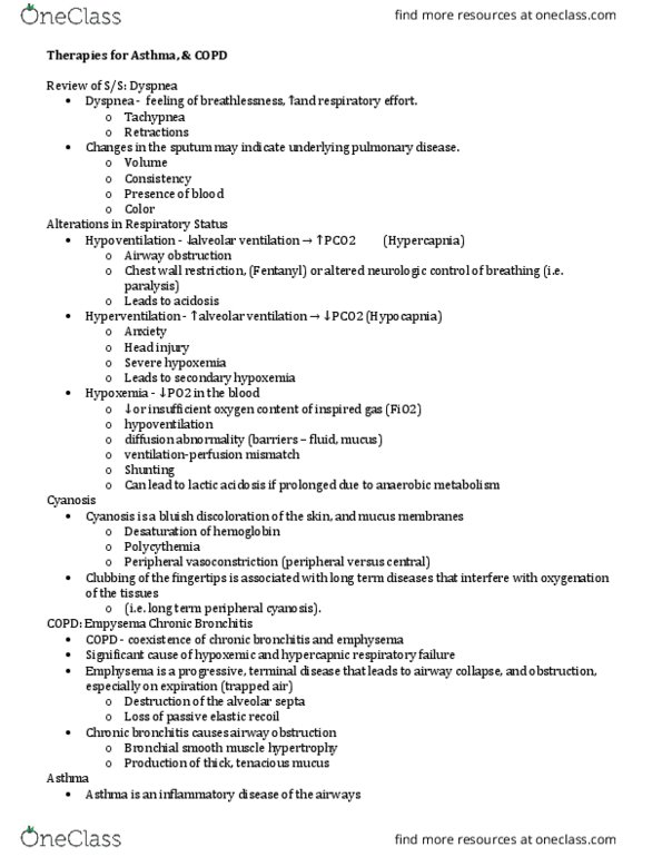 NURS 3220 Lecture Notes - Lecture 7: Bronchoconstriction, Antibiotics, Prostaglandin E2 thumbnail