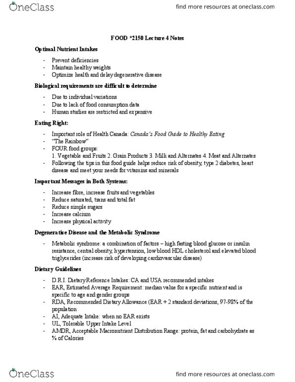 FOOD 2150 Lecture Notes - Lecture 4: Osteoporosis, Reference Daily Intake, Nutrient thumbnail