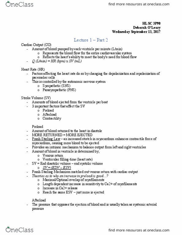 HLSC 3P90 Lecture Notes - Lecture 1: Endoplasmic Reticulum, Myosin Head, Calcium Atpase thumbnail