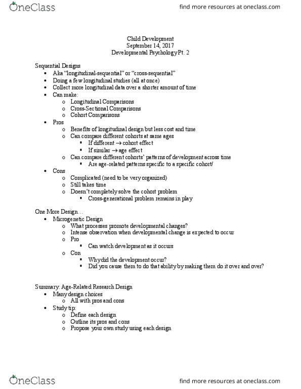 PSYCH 2AA3 Lecture Notes - Lecture 2: Longitudinal Study thumbnail