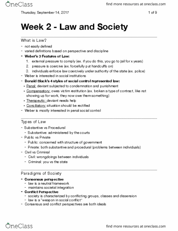 Sociology 2260A/B Lecture Notes - Lecture 2: Qiyas, Canada Act 1982, Critical Criminology thumbnail