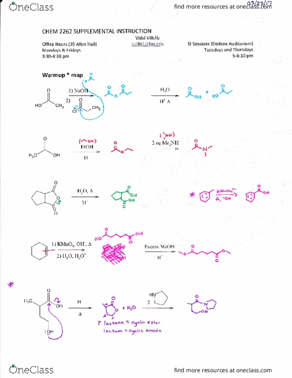 CHEM 2262 Lecture Notes - Lecture 3: Hydrolysis, Meta-Chloroperoxybenzoic Acid, Sodium Hydroxide thumbnail