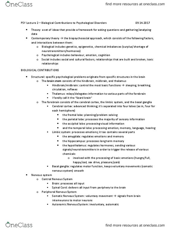 PSY 325 Lecture Notes - Lecture 2: Atypical Antipsychotic, Sertraline, Gene Expression thumbnail