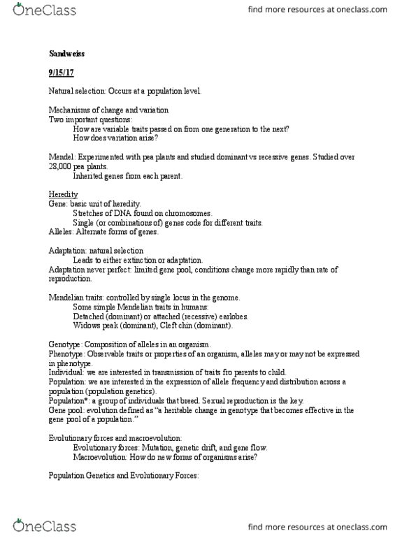 ANT 101 Lecture Notes - Lecture 7: Species Problem, Reproductive Isolation, Cladogenesis thumbnail