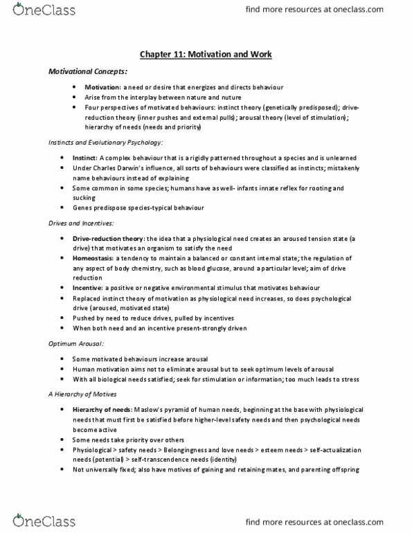 PSY 1101 Chapter Notes - Chapter 11: Mihaly Csikszentmihalyi, Personnel Selection, Simon Levay thumbnail