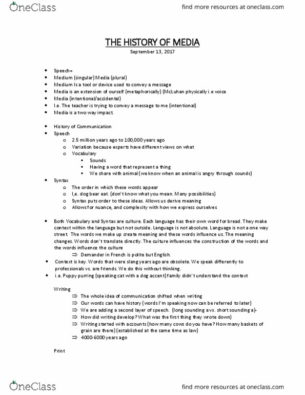 SMC219Y1 Lecture Notes - Lecture 2: Movable Type, Morse Code, Eurocentrism thumbnail