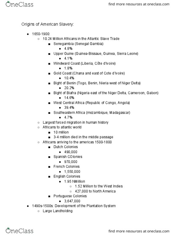 HI211 Lecture Notes - Lecture 1: Cash Crop, Unfree Labour, Middle Passage thumbnail