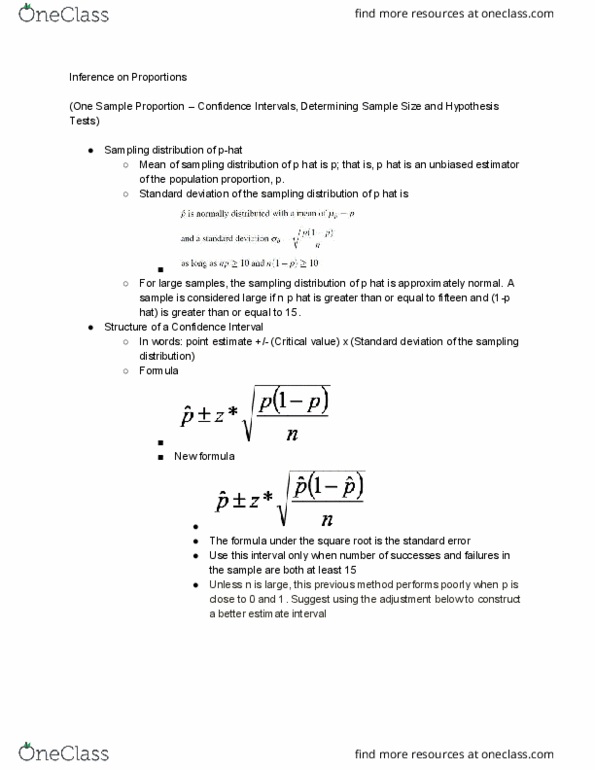 STAT 350 Lecture Notes - Lecture 3: Point Estimation, Confidence Interval, Null Hypothesis thumbnail