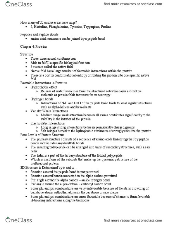 BSC 450 Lecture Notes - Lecture 4: Amphiphile, Chemical Polarity, Ramachandran Plot thumbnail