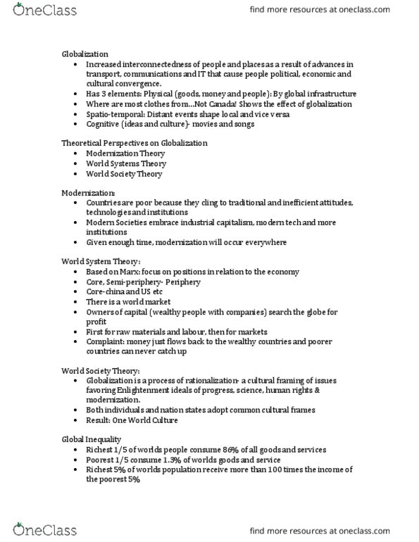 SOCI 102 Lecture Notes - Lecture 3: Homicide, Spacetime, World-Systems Theory thumbnail