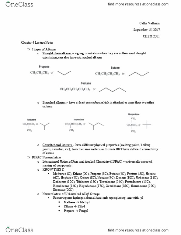 CHEM 2311 Lecture Notes - Lecture 6: Allyl Group, Cycloalkane, Alkane thumbnail