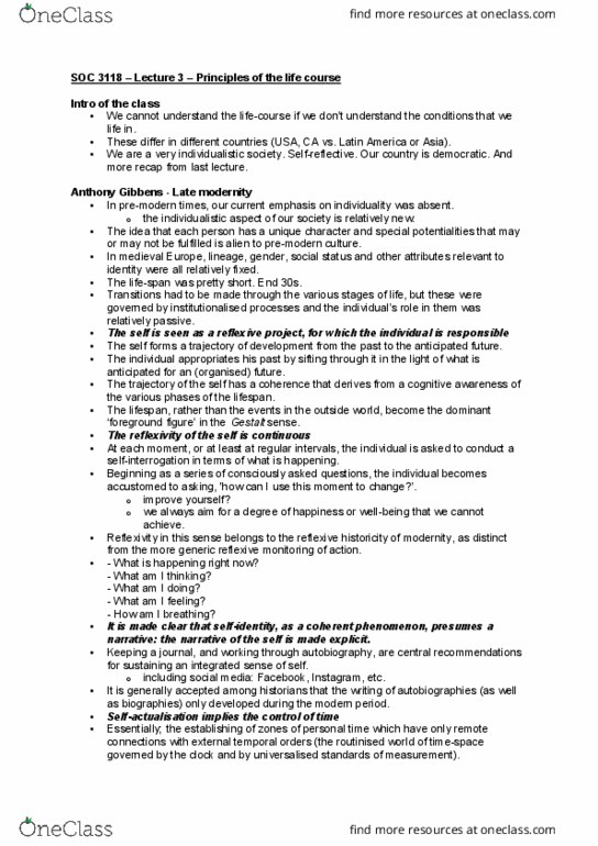 SOC 3118 Lecture Notes - Lecture 3: Social Forces, Bulgarian Lev, Longitudinal Study thumbnail