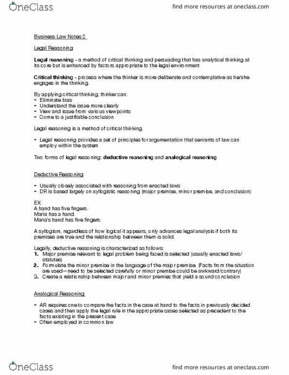 BUL-3310 Chapter 2: Business Law Ch 2 Notes thumbnail