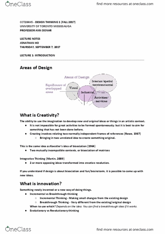 CCT204H5 Lecture Notes - Lecture 1: Strategic Planning, Neurosurgery, Design Thinking thumbnail