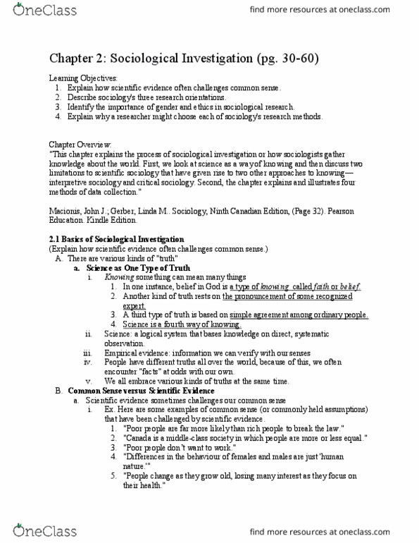 SOCI 2510 Chapter Notes - Chapter 2: Content Analysis, Participant Observation, Hawthorne Effect thumbnail