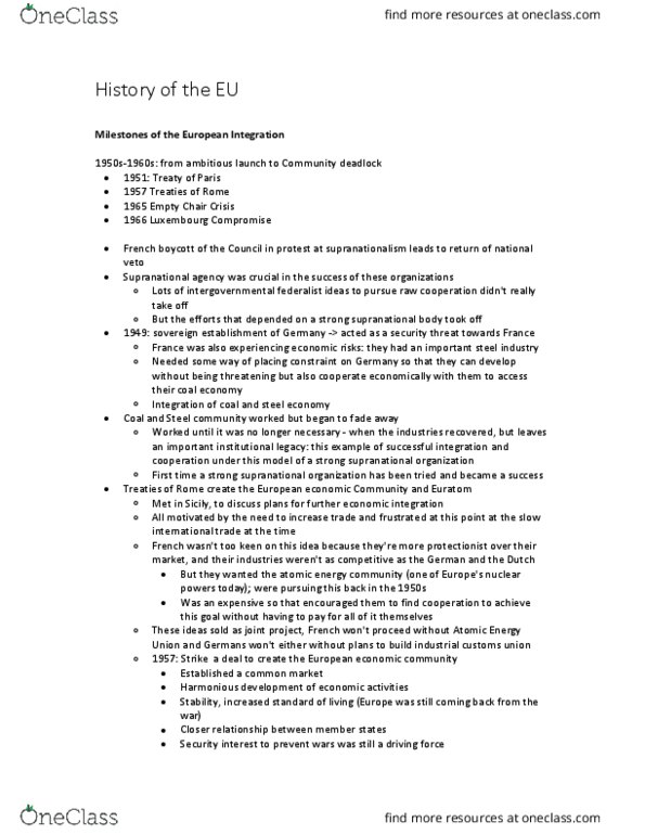 POL S370 Lecture Notes - Lecture 1: Enhanced Cooperation, Common Foreign And Security Policy, Single European Act thumbnail