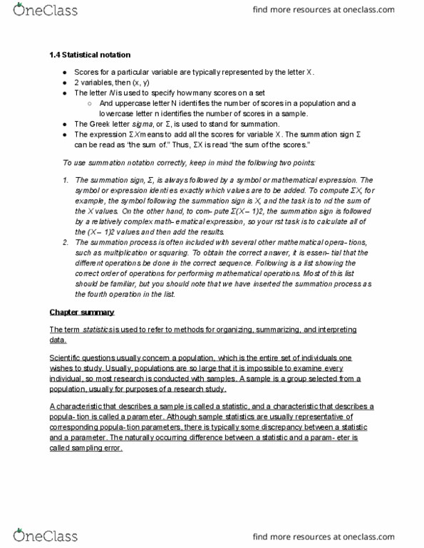 PSYC 2020 Chapter Notes - Chapter 1.4: Dependent And Independent Variables, Descriptive Statistics, Statistical Inference thumbnail