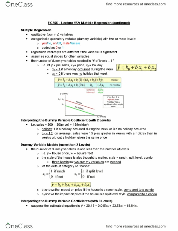 EC255 Lecture Notes - Lecture 22: Probability Plot, Categorical Variable, Stepwise Regression thumbnail