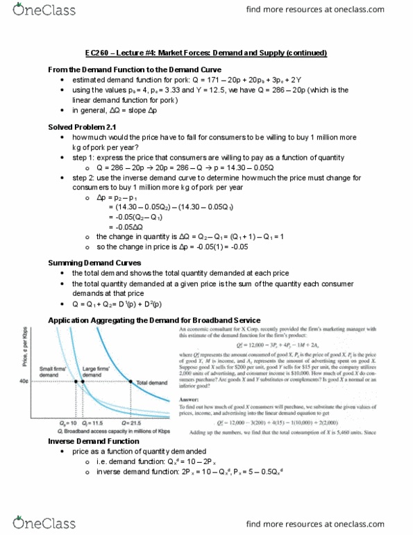 EC260 Lecture Notes - Lecture 4: China Daily, Competitive Equilibrium, Price Ceiling thumbnail