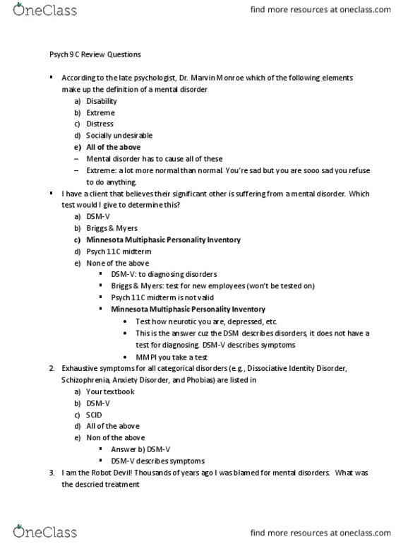 PSYCH 9C Lecture Notes - Lecture 20: Exposure Therapy, Narcissism, Reuptake thumbnail