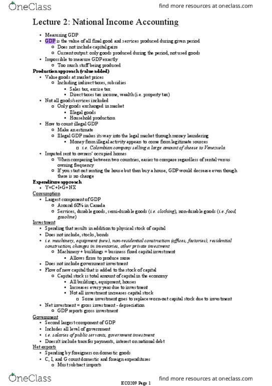 ECO209Y1 Lecture Notes - Lecture 2: Gdp Deflator, Personal Consumption Expenditures Price Index, Factor Cost thumbnail