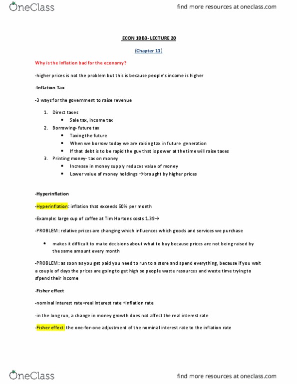 ECON 1BB3 Lecture Notes - Lecture 20: Menu Cost, Nominal Interest Rate, Real Interest Rate thumbnail