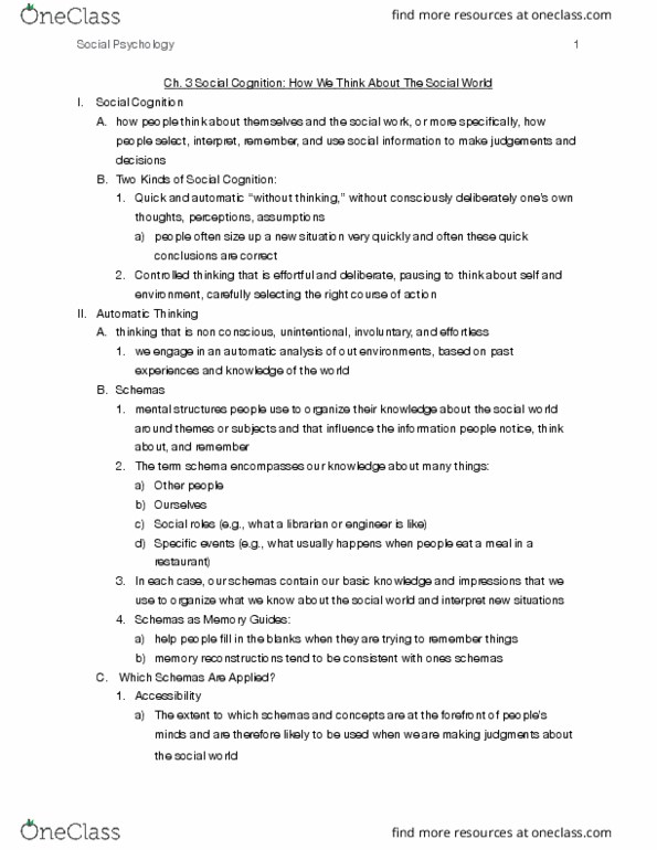 PSYCH 13 Chapter Notes - Chapter 3: Counterfactual Thinking, How We Think, The Automatic thumbnail