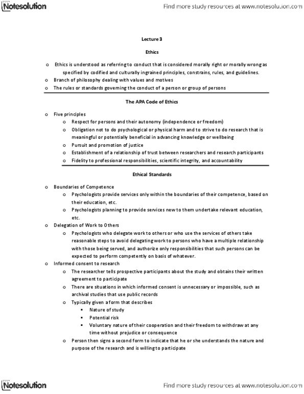 PSYC 2030 Lecture Notes - Lecture 3: General Idea, Demand Characteristics thumbnail