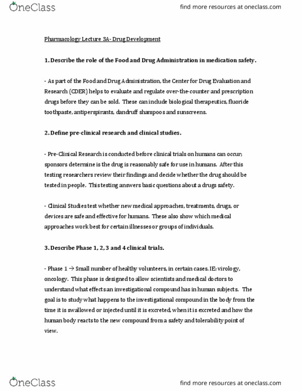BIOLOGY 445 Lecture Notes - Lecture 3: New Drug Application, Investigational New Drug, Center For Drug Evaluation And Research thumbnail