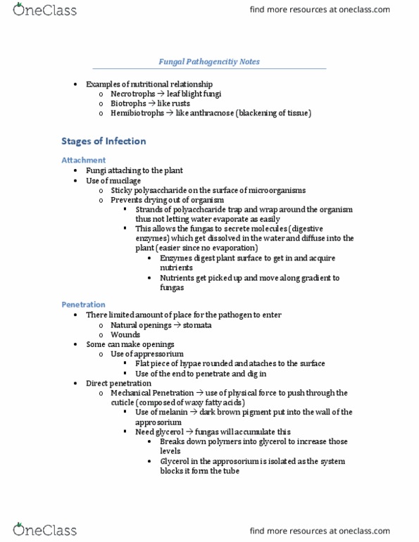 PBIO 4000 Lecture Notes - Lecture 5: Haustorium, Cysteine Protease, Cysteine thumbnail