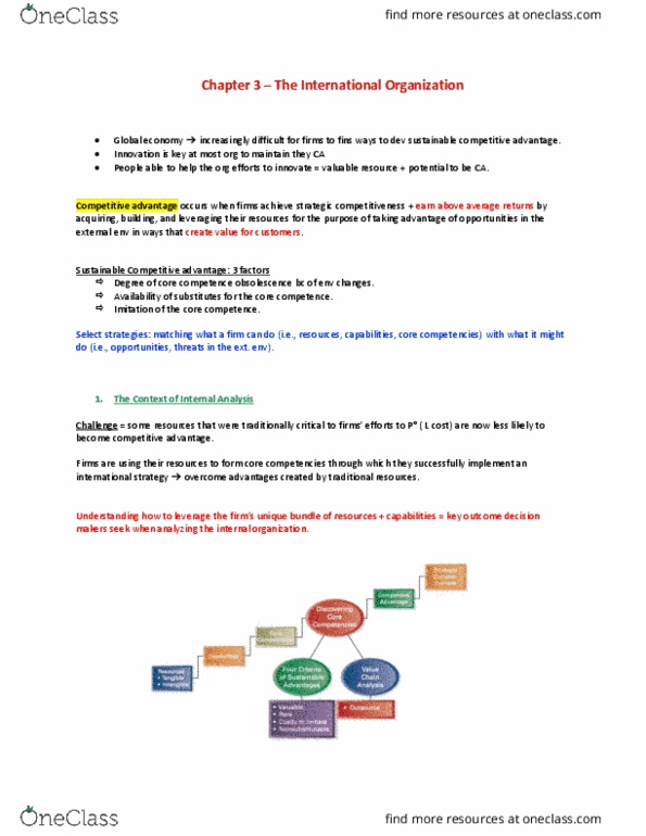 MGCR 423 Lecture Notes - Lecture 3: Competitive Advantage, Value Chain, Outsourcing thumbnail