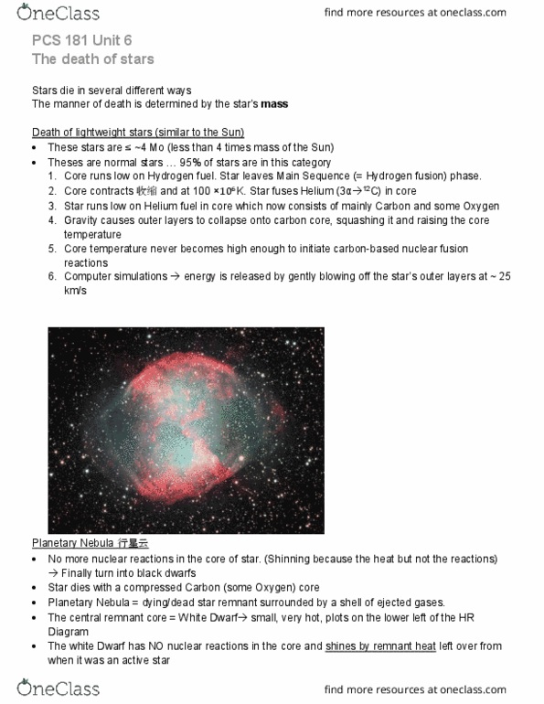 PCS 181 Lecture Notes - Lecture 6: Radiography, Stellar Black Hole, Cygnus X-1 thumbnail