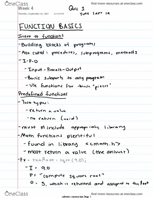COMP 2710 Lecture 4: SC Week 4-Function basics thumbnail