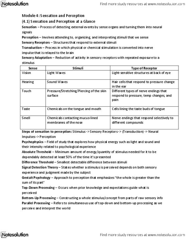 PSYCH101 Chapter Notes -Nociception, Color Vision, Detection Theory thumbnail