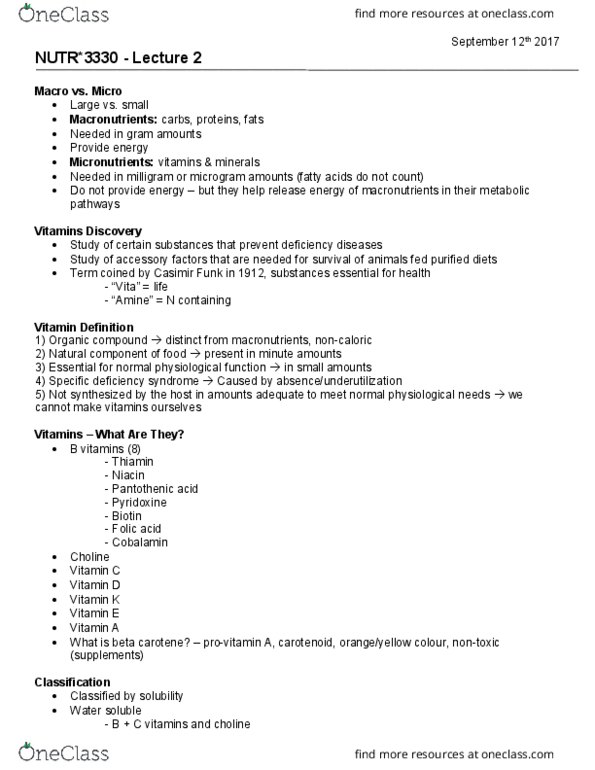 NUTR 3330 Lecture Notes - Lecture 1: Storage Protein, Edma, Pyruvate Dehydrogenase thumbnail