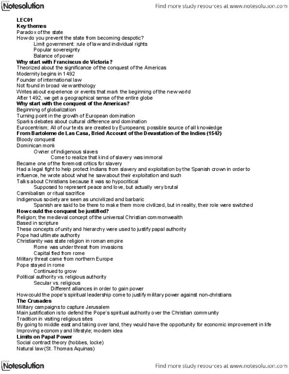 POLC71H3 Lecture Notes - Positive Law, Encomienda, Modern Defense thumbnail